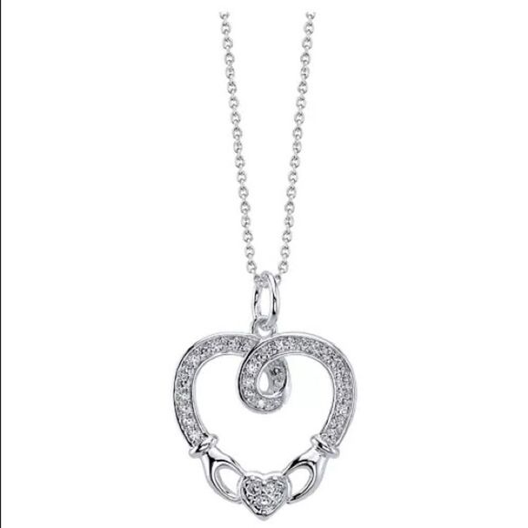 Unwritten Gratitude & Grace Silver Plated CZ Celtic Heart Pendant Necklace New - Picture 1 of 5